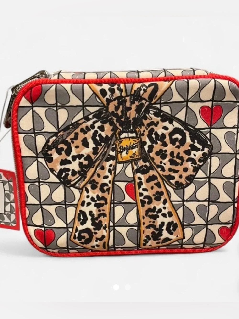NWT Brighton Wild Love Cosmetic Bag in Red, Cream, Black